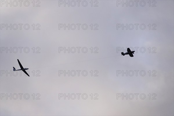 Glider being towed, Germany, Europe