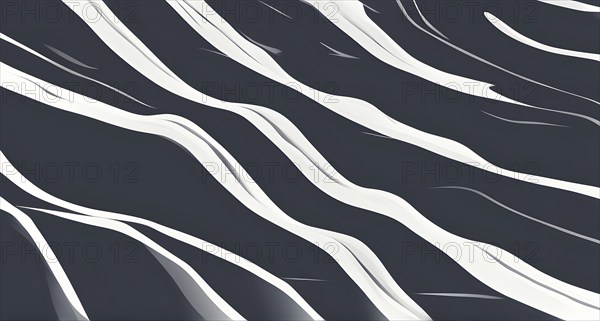 Simplified representation of ski tracks on a pristine snowy slope, created with bold, clean lines,