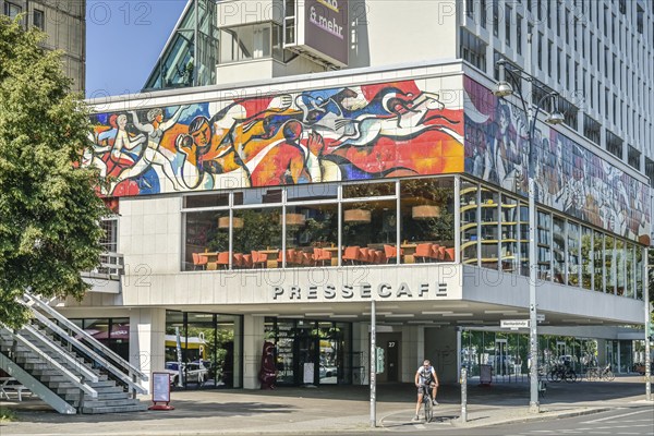 Press Café on Alexanderplatz, façade frieze, colourful enamel tiles, Die Presse as organiser by