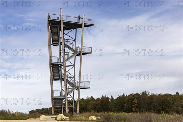 Heidengrabenturm on the Swabian Alb. The observation tower offers a view of the fortifications of