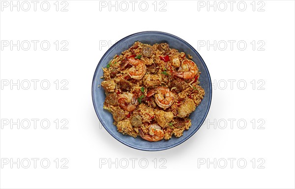 Jambalaya, Creole dish, American pilaf, rice with chicken and shrimp, vegetables, homemade, no