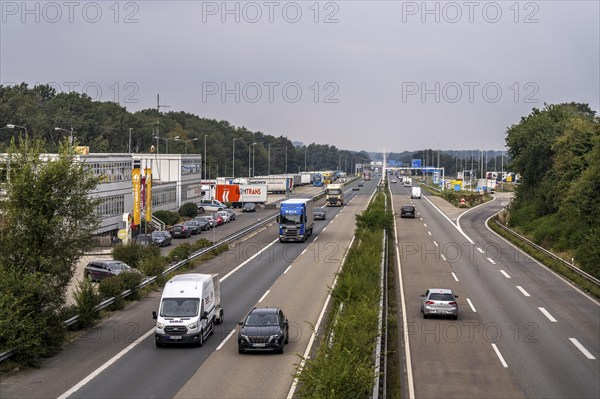The border crossing Straelen, between Germany and the Netherlands, motorway A40 and A67 in NL, view