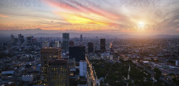 Panoramic view of Mexico City from the observation deck at the top of Latin American Tower (Torre