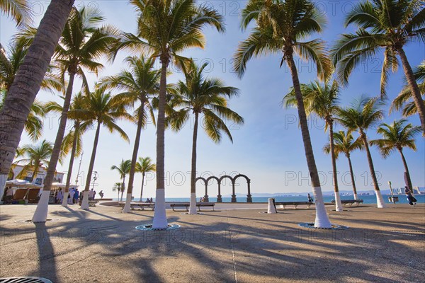 Puerto Vallarta, Mexico-20 April, 2018: Famous Puerto Vallarta sea promenade (Malecon)