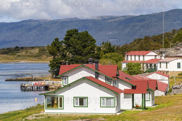 Historical buildings and museum of the Estancia Harberton estate of missionary Thomas Bridges,