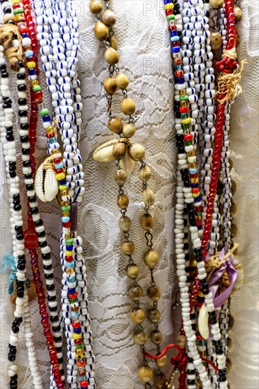Necklaces used by the faithful in Umbanda and Candomble in Brazil to represent the Orixas Belo