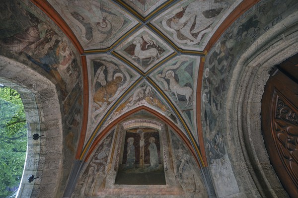 Ceiling fresco from around 1445 in the vestibule of St Martin's Church, Gothic basilica, completed