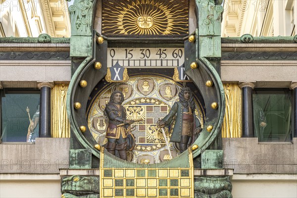 Art Nouveau music box anchor clock, Vienna, Austria, Europe