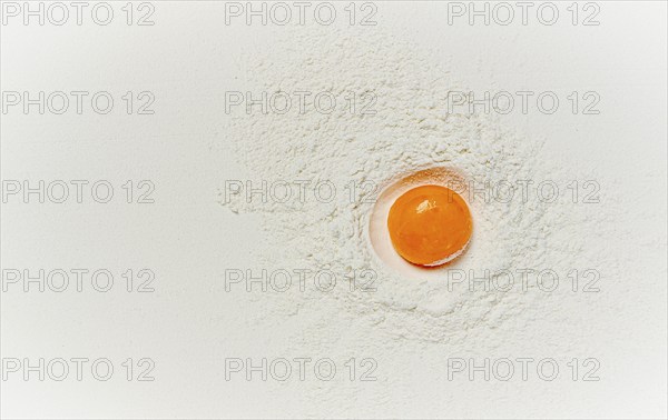 Flour, with egg yolk, texture, food background, top view, pasta, no people