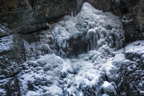 Winter, ice, icy waterfall in the Breitachklamm, near Oberstdorf, Oberallgäu, Allgäu, Bavaria,