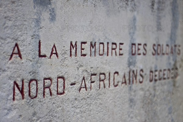 Memorial in honour of the north african soldiers who died for France during the WWII. At Airvault,