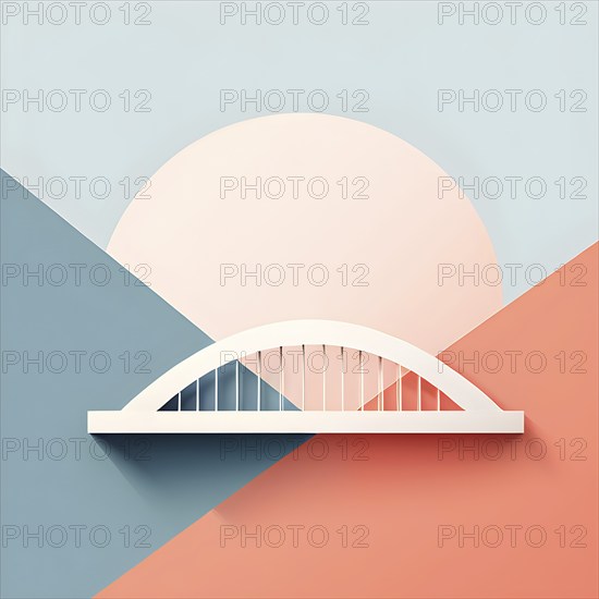 Minimalist abstract wallpaper illustration symbolizing architecture in simple geometric shapes, AI