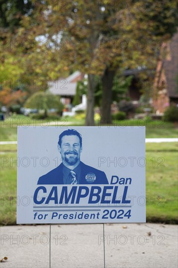 Grosse Pointe Park, Michigan USA, 1 October 2024, Lawn signs are popping up in the Detroit area