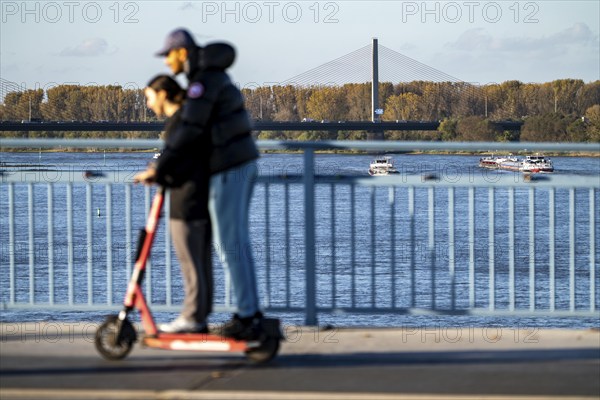 Traffic on the Kennedy Bridge, middle of the 3 Rhine bridges in Bonn, connects the centre of Bonn