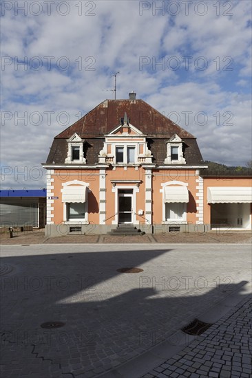 House with classicist façade on Zöllinplatz, spa town of Badenweiler, Black Forest,