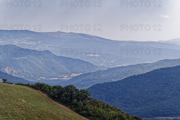 The hilly landscape of Basilicata in the Lucanian Apennine Mountains in the north of the Italian
