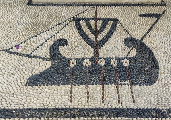 Pebble mosaic, pavement, background, texture, Rhodes, Greece, Europe