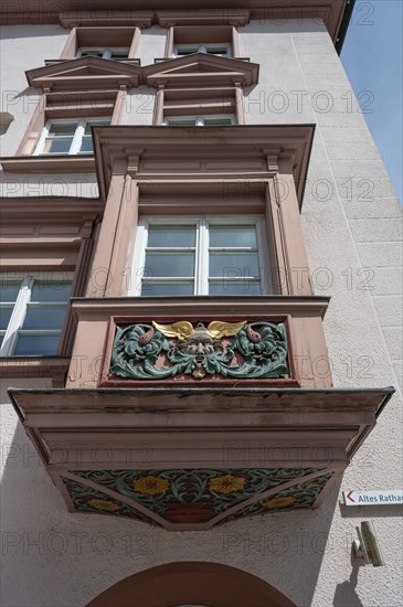 Historic oriel on the Kameleck town house, 14th century, detail, main street 41, Rottweil,