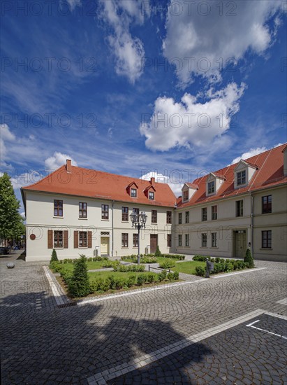 Architectural complex Wallstraße on Bachplatz, standardised 18th century building style, Köthen,