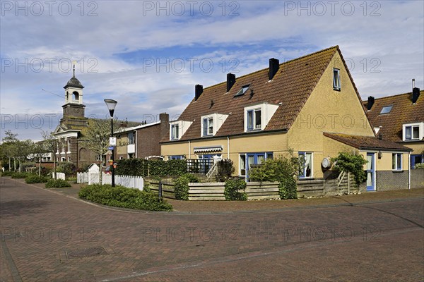 Village view with Wadden Church, (Waddenkerk), De Cocksdorp, Texel, Holland, Netherlands
