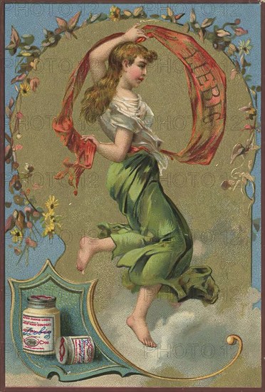 Series of pictures cheerful carefree woman, Liebig picture, digitally restored reproduction of a