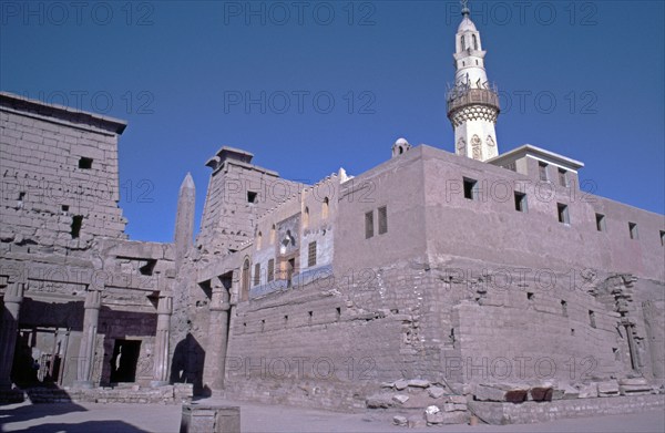 Mosque of Abu el-Haggag, Great Court of Ramses II, Luxor Temple, Luxor, Nile Valley, Egypt,