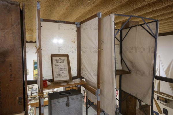 Holdrege, Nebraska - Voting booths on display at the Nebraska Prairie Museum.
