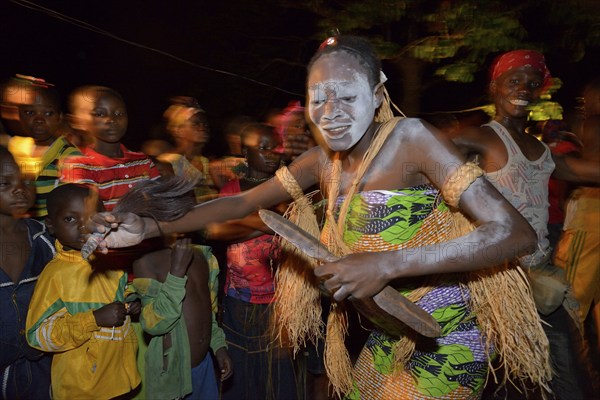 Sick woman dancing a healing dance, healing ceremony, Nklala, Bandundu Province, Democratic
