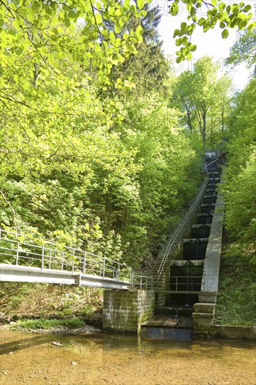 Rabenauer Grund cascades of the hydroelectric power plant power station. The Rabenauer Grund