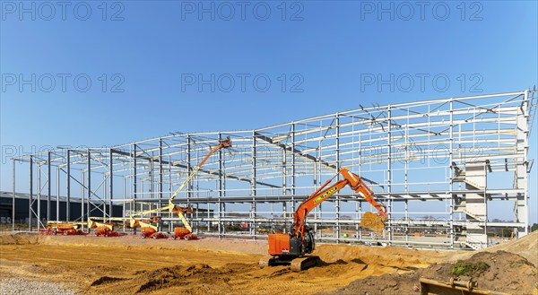 Construction site large warehouse building, Orwell Logistics Park, Nacton Heath, Ipswich, Suffolk,