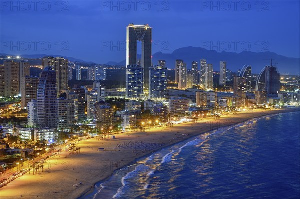 Skyline of Benidorm with the high-rise Intempo, with 192 metres the highest residential building in