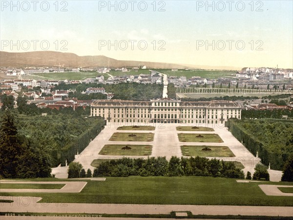 Schönbrunn Palace, Vienna, Austria, c. 1890, Historical, digitally restored reproduction from a