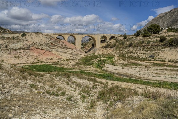 Bridge over the dried out Amadorio River, Villajoyosa, Alicante, Costa Blanca, Spain, Europe