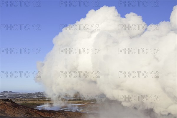 Steam vents, fumaroles at Gunnuhver, geothermal area and center of the Reykjanes Volcanic System,