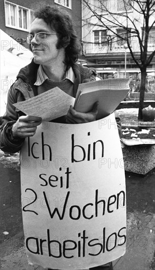 Young unemployed people demonstrated against unemployment and apprenticeship cuts in Solingen,