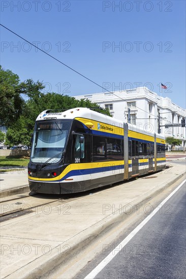 Dallas Streetcar Tram local transport at Union Station in Dallas, USA, North America