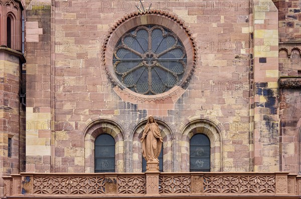 Sculpture of Mother Mary at Freiburg Cathedral, the Cathedral of Our Lady, Freiburg im Breisgau,