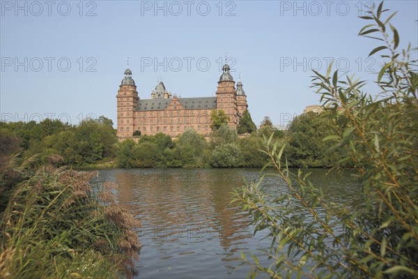 Renaissance Johannisburg Castle with Main River in Aschaffenburg, Lower Franconia, Franconia,