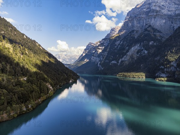 View over the Klöntalersee, Klöntal, Canton Glarus, Switzerland, Europe