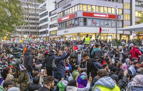 Rally of pro-Palestinian demonstrators. They demand an end to the oppression of the Palestinians
