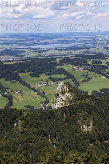 View from the Gaisbergspitze to the Nockstein and Wallersee, Osterhorngruppe, Flachgau, Salzburg,