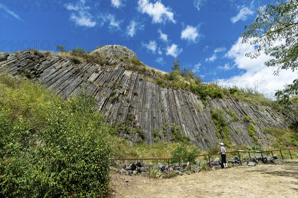 Usson village. Basalt organs. Puy de Dome department. Auvergne-Rhone-Alpes. France