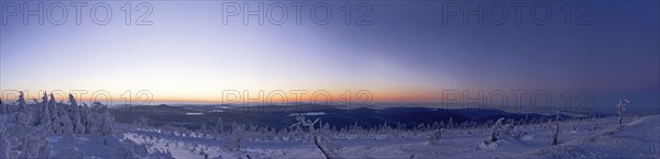 View from the snow-covered Fichtelberg to the Ore Mountains