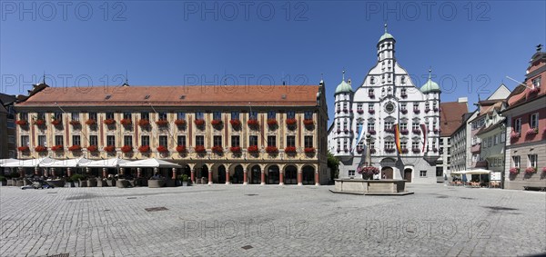 Athaus and wheelhouse on the market square Memmingen Germany