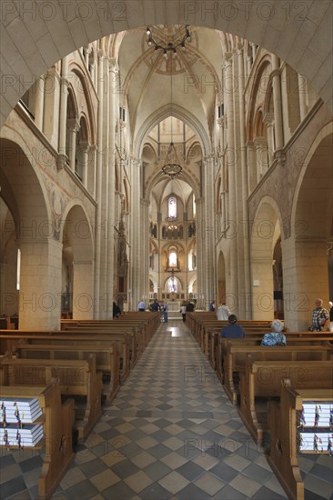 Interior view of the High Romanesque early Gothic cathedral, Old Town, Limburg, Hesse, Germany,
