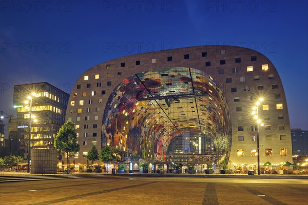 ROTTERDAM, NETHERLANDS, MAY 25, 2018: Markthal Market Hall residential and office building with a