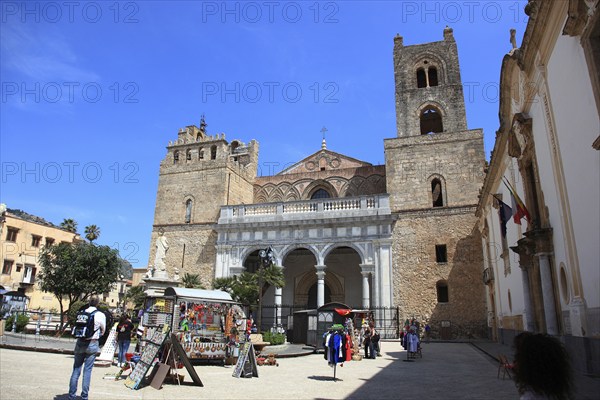 City of Monreale, souvenir stands in front of the Cathedral of Santa Maria Nuova, Unesco World