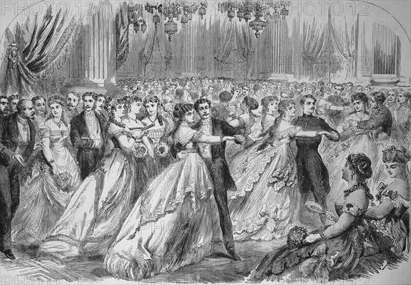 The First Ball at the Town Hall on 16 January 1869, New Year's Reception, Paris, France, Historic,