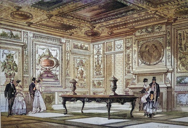 The Cabinet of Sully, Arsenal, Castle of Sully-sur-Loire, Loire Valley, 1869, France, Historic,