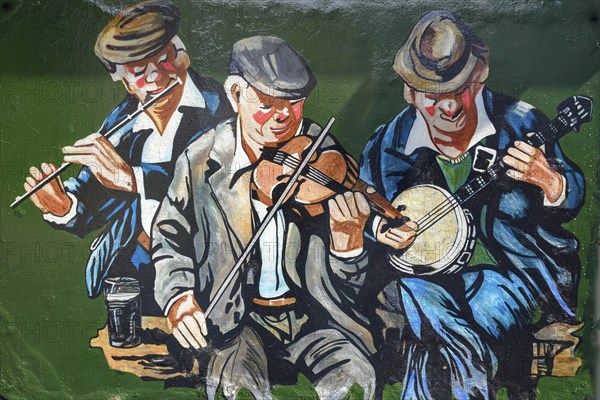 Mural painting at a pub, Carlingford, Republic of Ireland